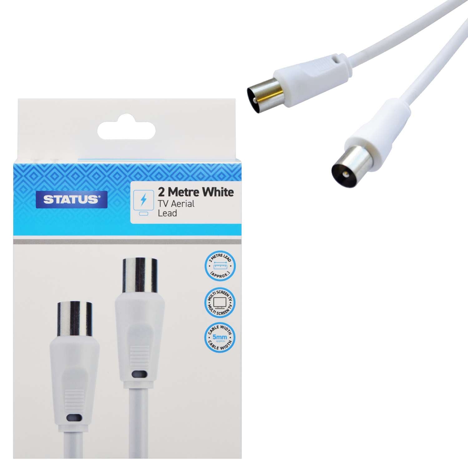 2 Meter White Tv Aerial Lead 2 Meter White Tv Aerial Lead